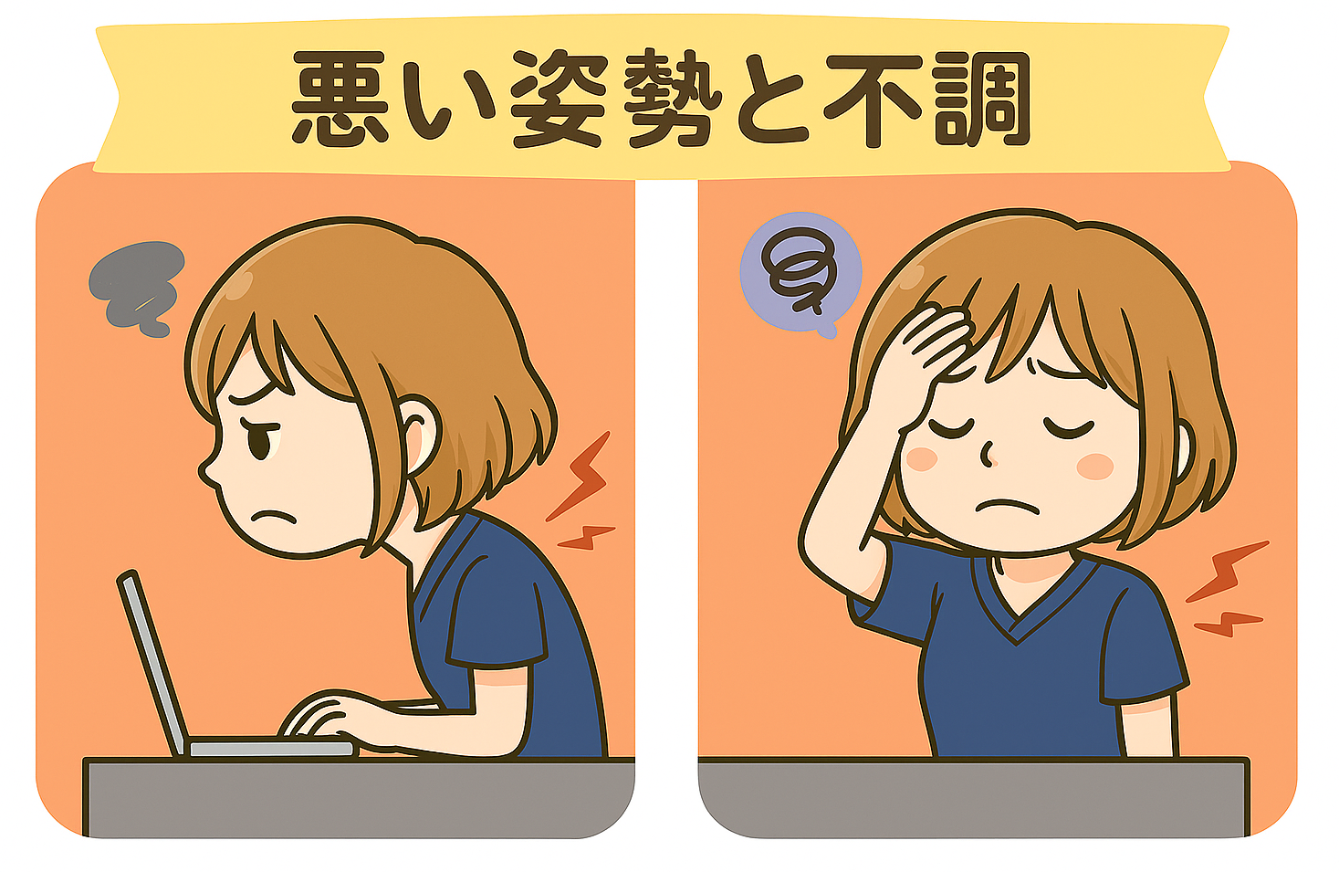 悪い姿勢と不調の図